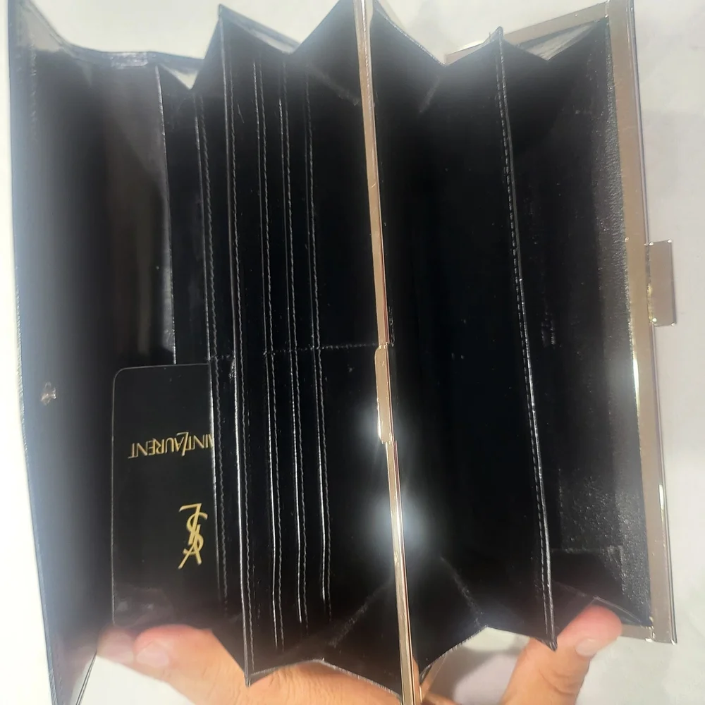 Yves Saint Laurent Black Smooth Leather Paris Long Wallet - Picture 4 of 11